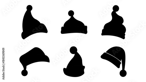 Santa Hat Silhouettes Vector Pack for Holiday Designs
