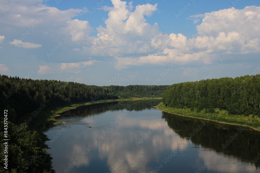 Fototapeta premium blue sky over a beautiful river
