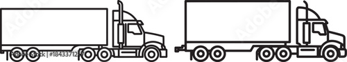 Two semi truck trailers side by side silhouette