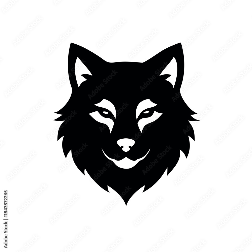 Obraz premium Creative Wolf Face Merged with Cat Face in Minimal Wildlife Art Concept Vector illustration