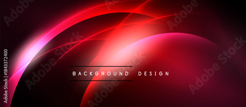 Abstract red design. Glowing curves, lines create dynamic visual effect. Dark background enhances vibrant colors, modern aesthetic.