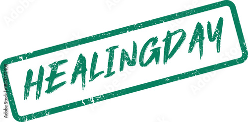 Grungy Green Healingday Word Stamp for Wellness and Restorative Occasions