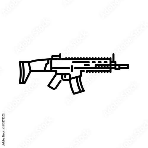 assault rifle outline icon. assault rifle black line illustration.