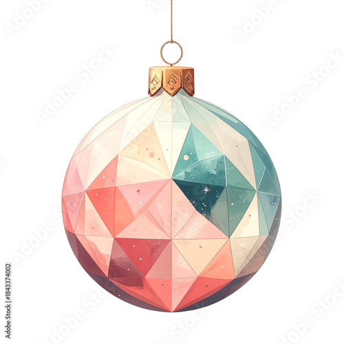 Festive ornament geometric ornament pastel ornament holiday ornament Christmas ornament hanging ornament faceted ornament spherical ornament