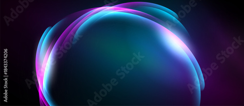 Abstract glowing orb, vibrant colors blend. Smooth gradients create futuristic feel, dark background emphasizes luminosity.