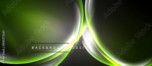 Abstract green, gray design. Smooth curves create dynamic flow. Modern background with light effects, elegant composition.