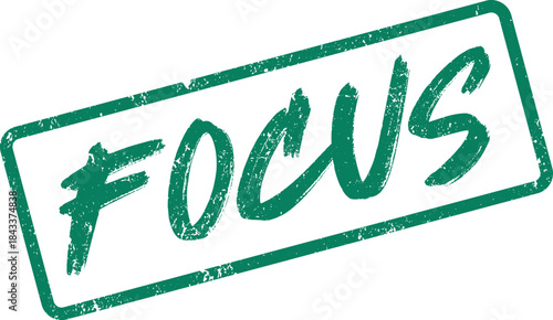 Achieving concentration portrayed with a green distressed rubber stamp featuring the word focus