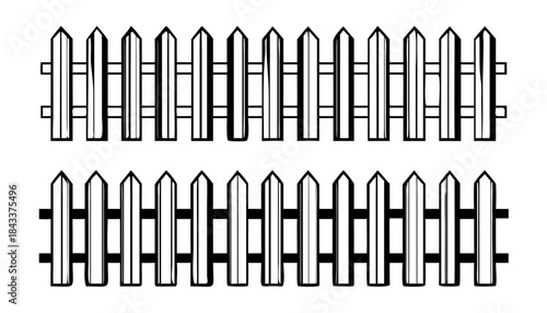 Wooden fence vector illustration with drawing style,