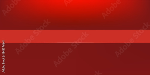 Vector horisontal abstract background. Mock up 3D stage. Red empty studio room for product display