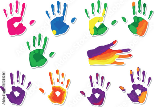 Colorful Handprints Art Diverse Designs for Creative Projects