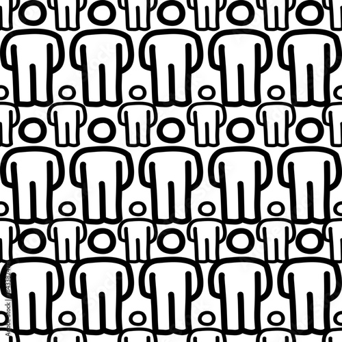 Human symbol outline seamless pattern vector white background.