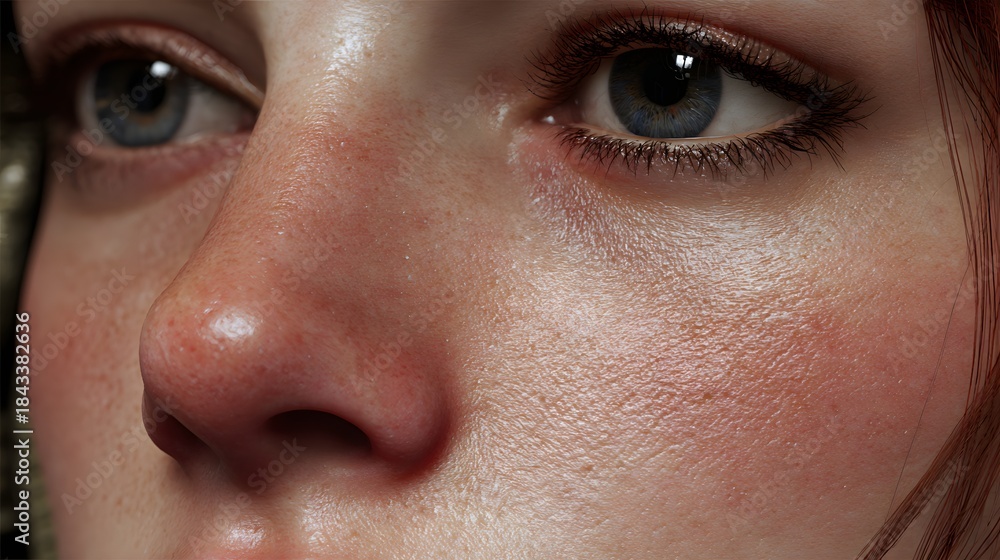 Obraz premium Gentle cyber texture on cheeks realistic smooth render