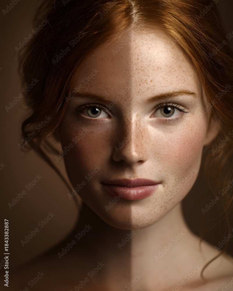 Fototapeta premium Light infused skin tone digital hybrid portrait soft fade