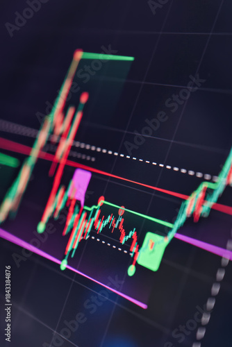 Detailed candlestick chart with trend breakout