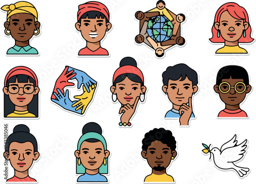 Diverse Faces Unity and Harmony Icons of Multicultural People