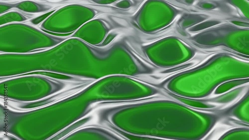 Flowing Liquid Metal Silver Seamless Loop Greenscreen