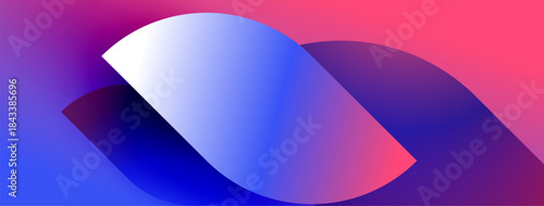 Abstract gradient design. Blue, pink hues blend smoothly. Overlapping shapes create depth, modern aesthetic. Minimalist composition.