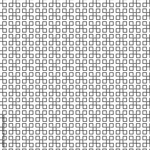 A geometric, repeating pattern fills the entire frame. The intricate design features interlocking, swastika-like shapes or key patterns arranged in a precise grid. The monochromatic pattern consists 