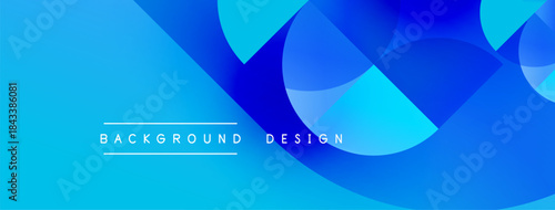 Abstract blue gradients create dynamic shapes. Modern design elements suggest fluidity, innovation, visual appeal. Text reads background design.