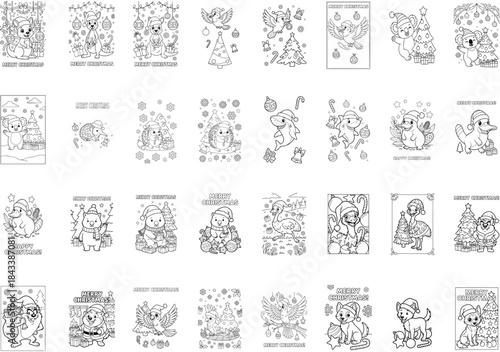 Cute Animal Christmas Coloring Pages for Kids with Festive Themes