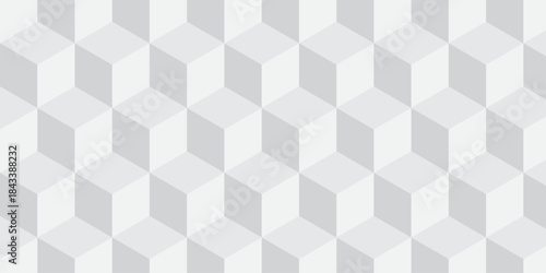 White geometric cube creative concept triangle overlap square technology background. digital cubes fabric and wallpaper grid block texture background.