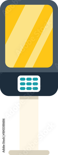 Illustration of a payment terminal standing on a pole, showing an empty screen, isolated on a white background