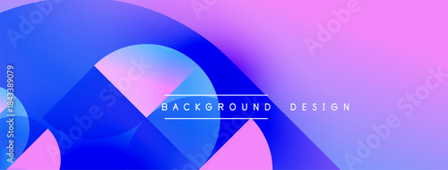 Abstract gradients form overlapping circles. Pink, blue hues blend creating dynamic visual effect. Text reads background design.