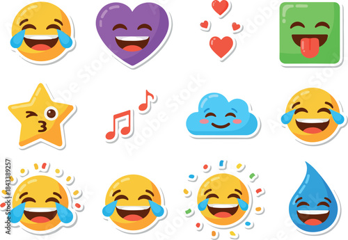 Cheerful Emoji Collection Expressive Stickers for Joyful Designs