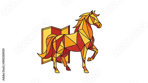 Geometric horse illustration abstract polygonal art vibrant colors on white background for design