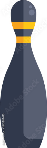 Bowling pin standing on white background, flat design icon