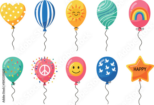 Colorful Balloon Collection with Diverse Designs for Celebrations and Decorations