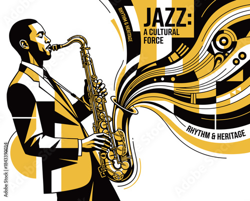 Dynamic Jazz Saxophonist with Abstract Musical Flow