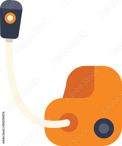 Simple vector illustration of an electric car being charged with a plug in cable, isolated on a white background
