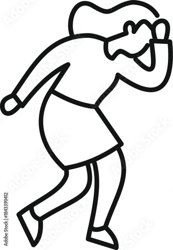 Businesswoman is walking and holding her head, showing frustration and stress