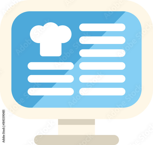 Online recipe website displaying digital menu on computer screen, culinary website concept