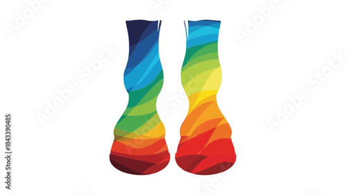 Colorful abstract socks vibrant rainbow pattern illustration isolated on white background for fashio
