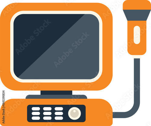 Ultrasound machine used for medical examination displaying results on screen