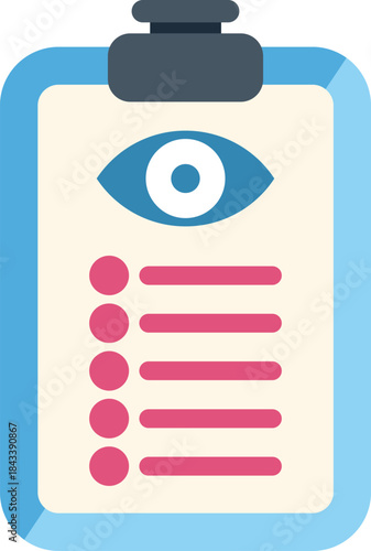 This icon represents an eye exam checklist, ideal for illustrating ophthalmology topics