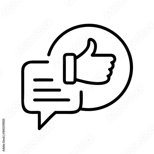 Thumbs up icon with speech bubble for feedback and communication  