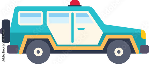 Simple vector illustration of a modern off road police car parked in profile on a white background