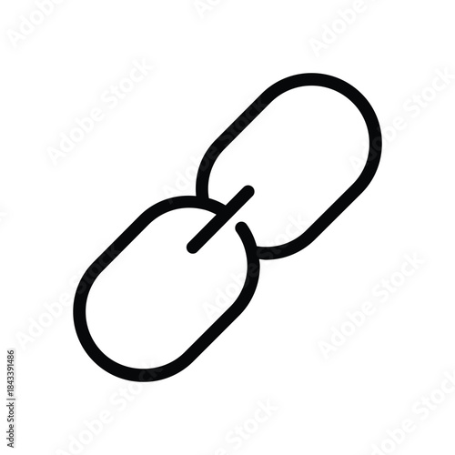 Minimalist broken chain link icon, representing disconnection, unlinking, broken connection, security breach, or separation