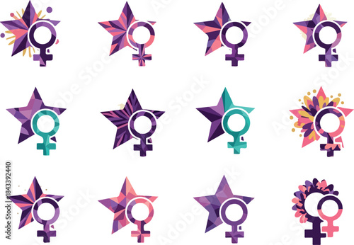 Empowering Vector Starburst Symbols Celebrating Femininity and Strength