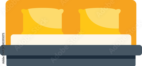 Double bed with yellow pillows and headboard promoting a comfortable and restful night's sleep, perfect for bedroom and hotel furniture concepts