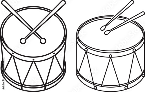 Two drums and drumsticks silhouette