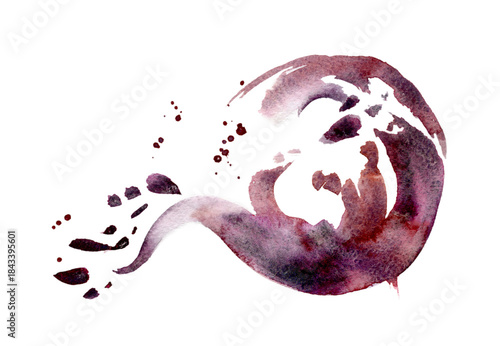 Cuadro en lienzo Flowing violet ink-like plume, wine or grape juice swirl spreading into drops
