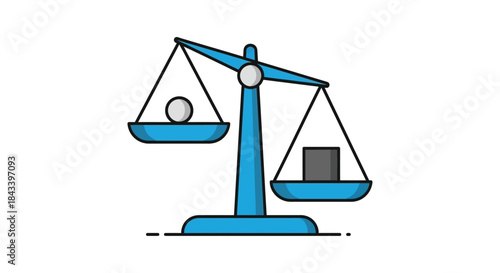 balance scale icon with unequal weight simple blue justice and fairness symbol on white background for law ethics and comparison design