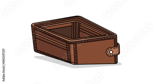 brown leather wallet illustration with empty compartments isolated on white background simple flat vector icon for finance or budgeting design