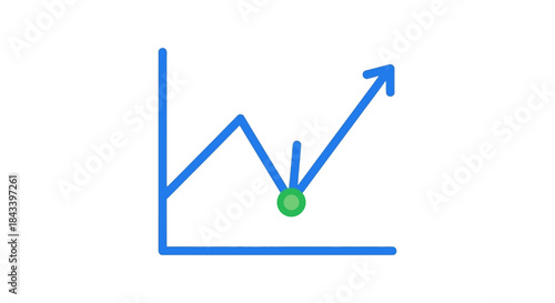 business recovery growth chart with rebound arrow highlighting market bottom and rising trend line ideal for finance success presentations