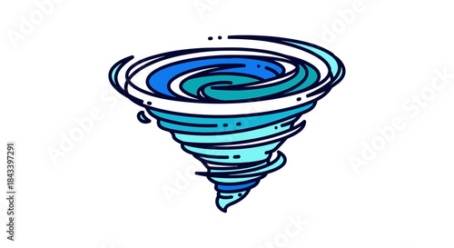 cartoon blue tornado vortex icon swirling in white space dynamic hurricane symbol for weather apps climate change infographics and warning posters