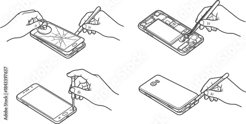 Smartphone Repair Vector Illustration on White Background
